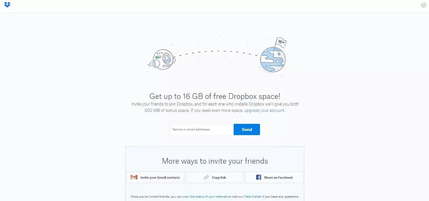 Referral marketing example: Dropbox