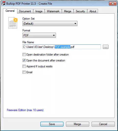 BullZip PDF Printer user platform