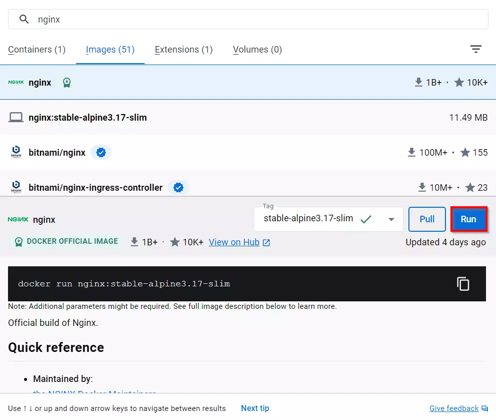 Run Nginx container