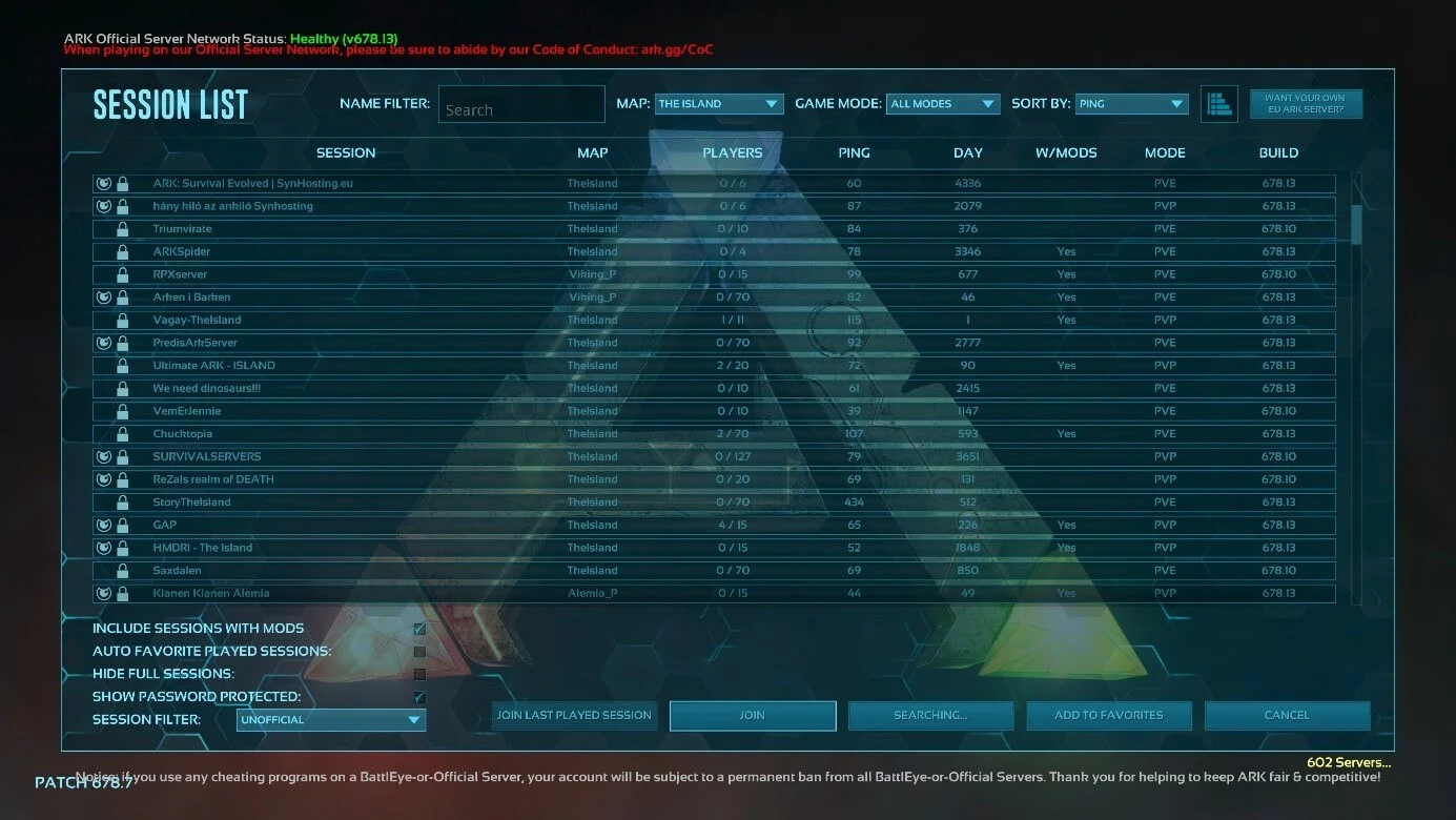 ARK: Survival Evolved - Server List