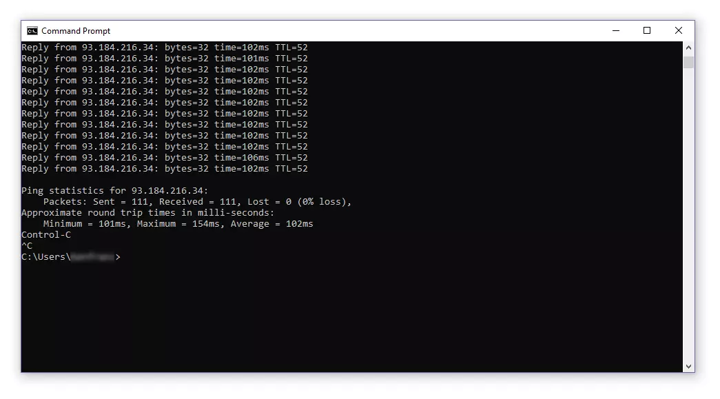 Continuous ping in the Windows terminal