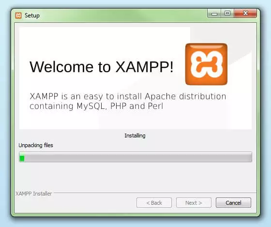 Start of the XAMPP installation process