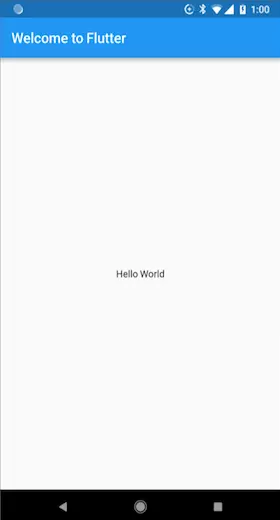 Simple “Hello World” app developed with Flutter