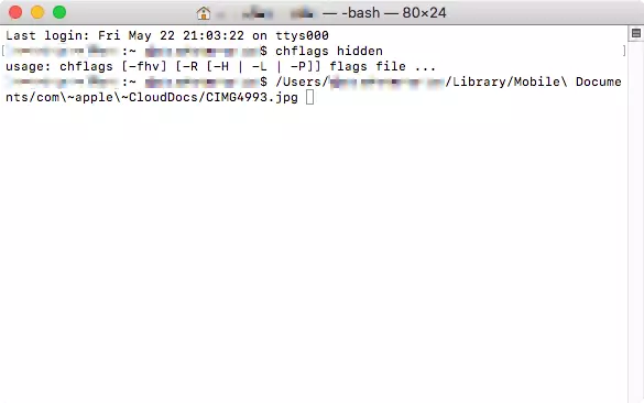 Command for hiding files and folders on a Mac 