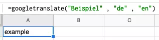 Google Translate formula with text in the formula