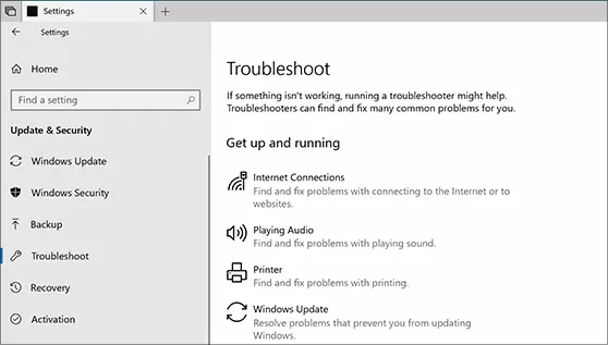 “Windows Update” Troubleshooter in Windows 10