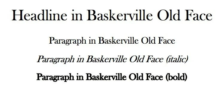 Example text in Baskerville