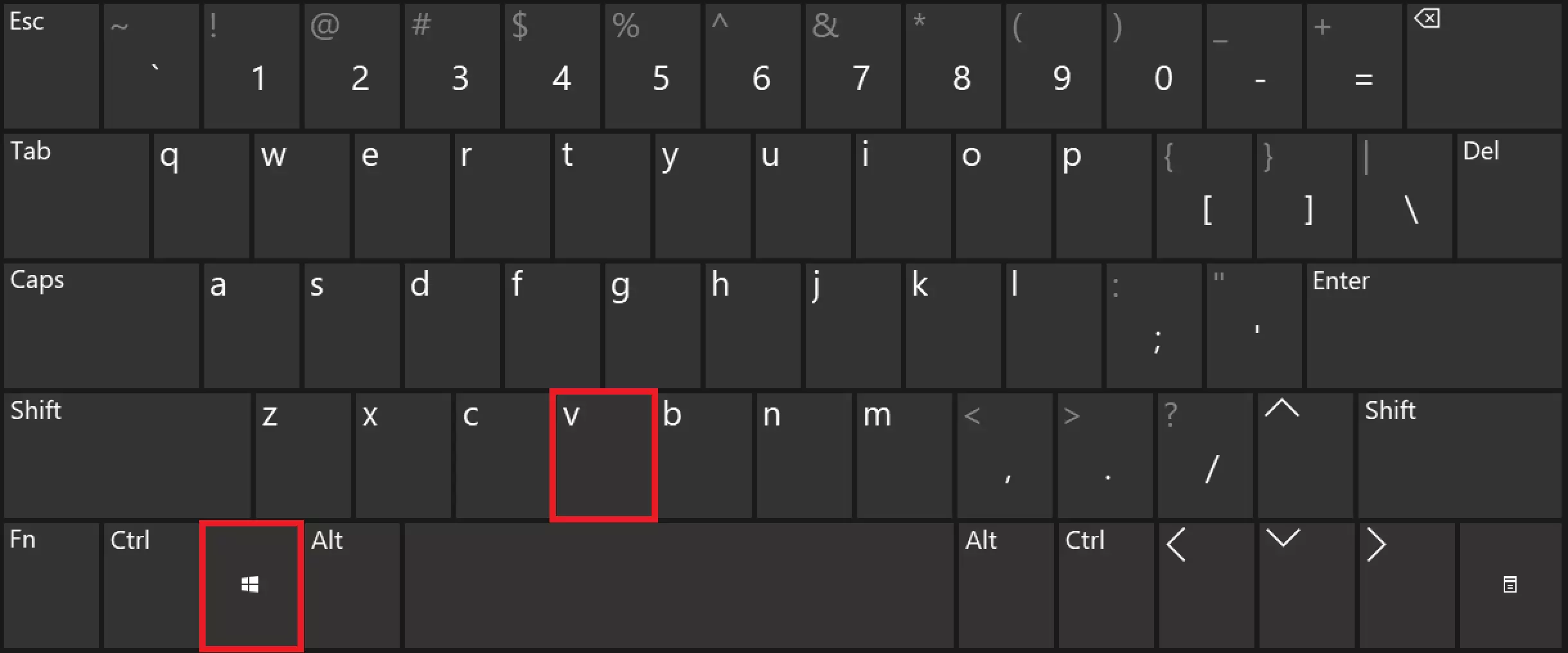 Open the clipboard on the keyboard with the Windows + V shortcut