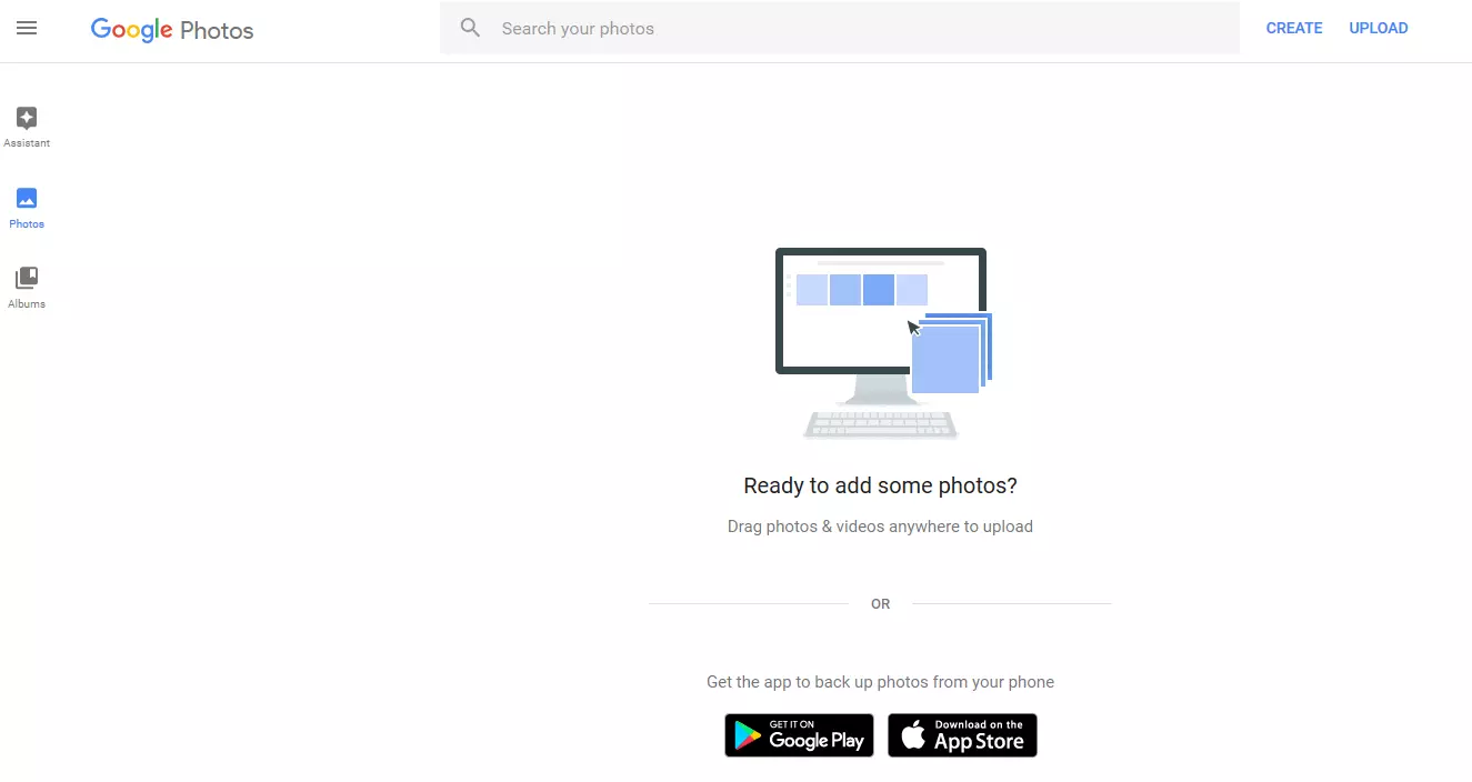 View of the Google Photos user interface