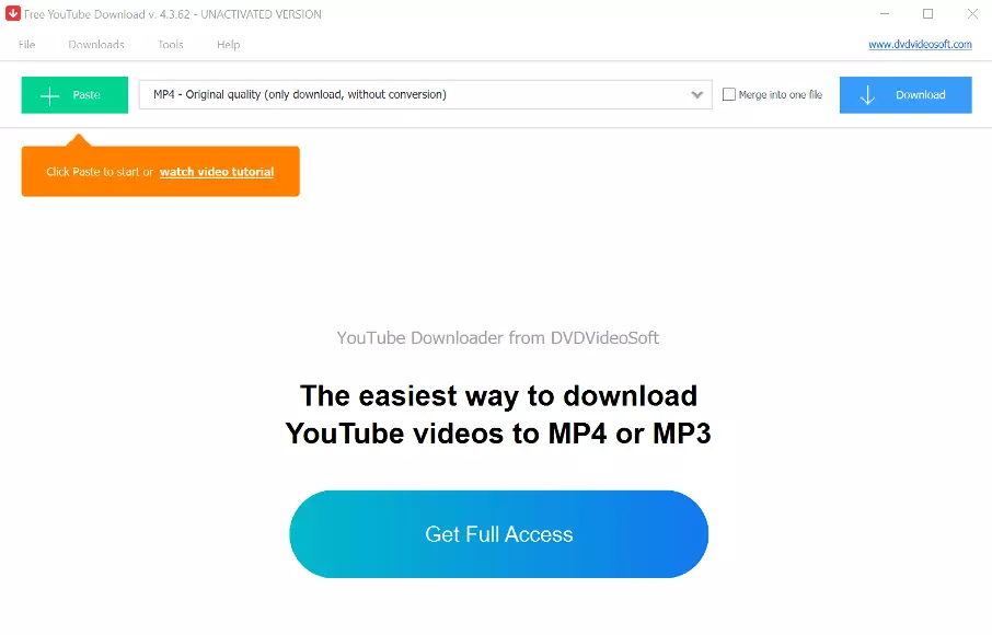 Screenshot of Free YouTube Download user interface