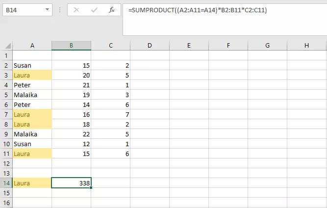 SUMPRODUCT with an integrated comparison