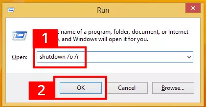 Shutdown command in the Windows 8 run dialog