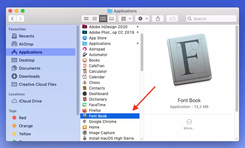 Add Mac fonts: Find the “Font Book” application