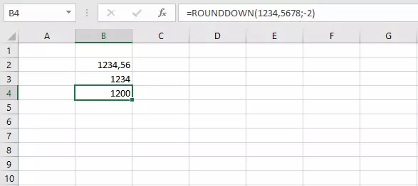 The simple version of the ROUNDDOWN formula in Excel