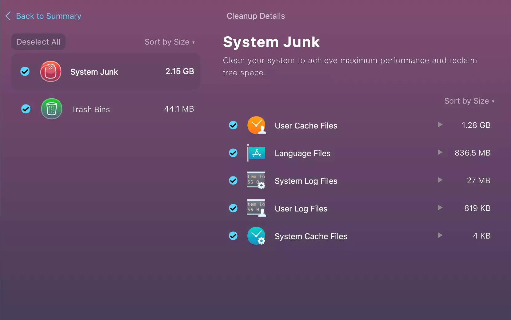 Removing system junk using the CleanMyMac X app 