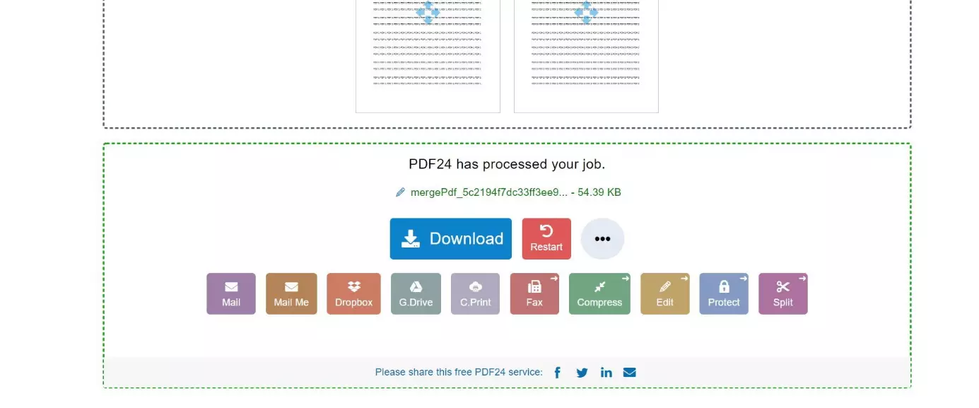 Export options when merging PDFs with PDF24 Tools