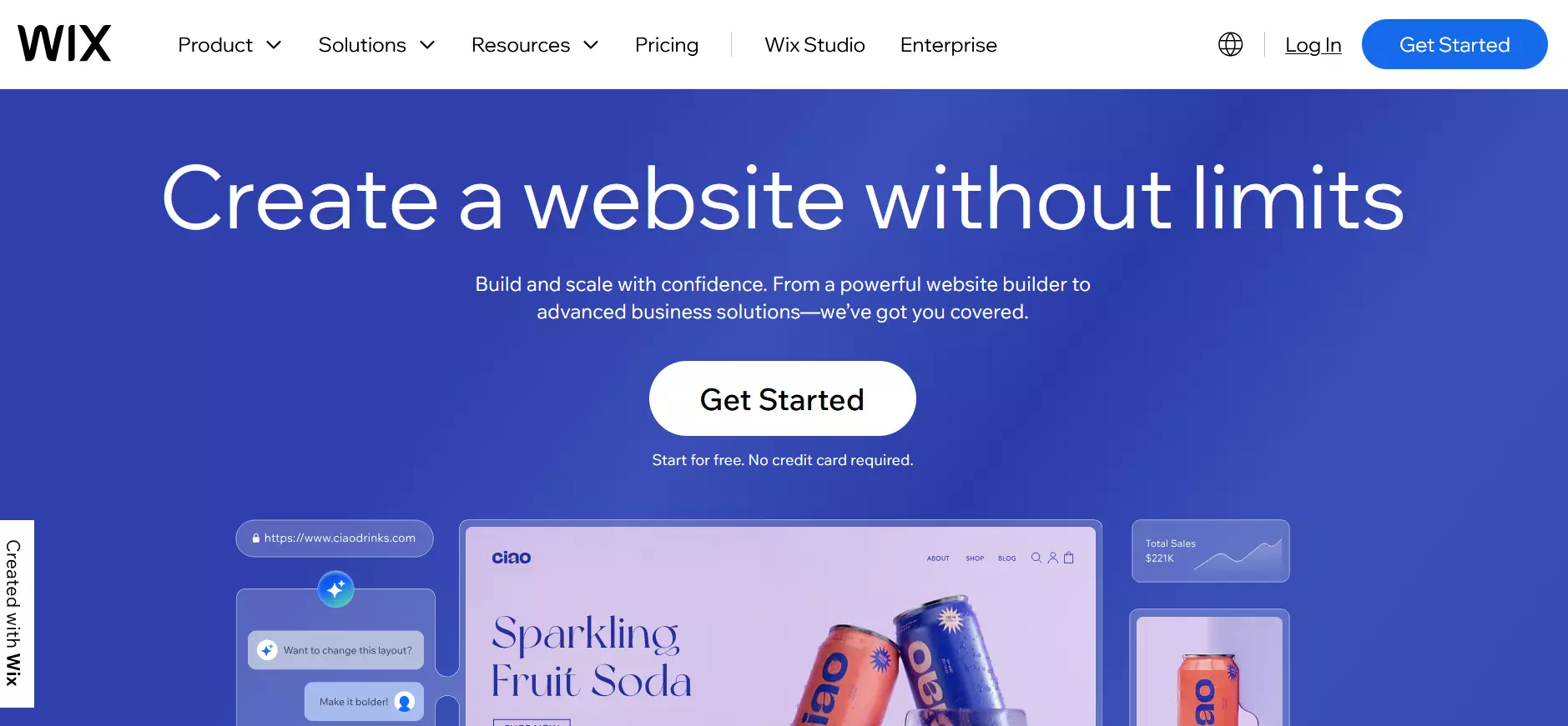 Wix website builder landing page