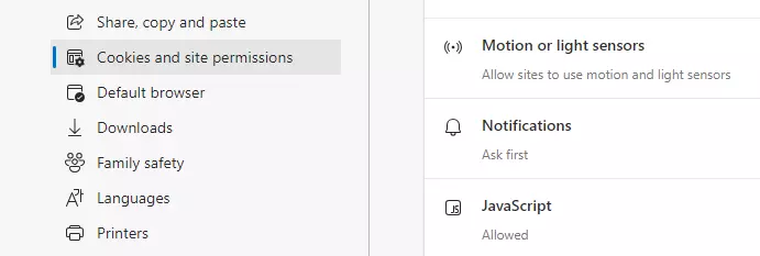 JavaScript menu item in Edge