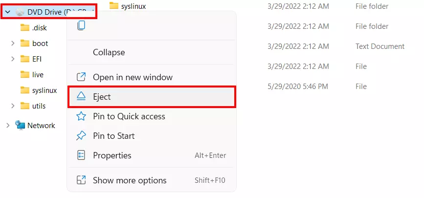 Eject ISO file in Windows 11