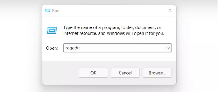 Open the Registry Editor through “Run”