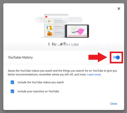 Option to de(activate) your YouTube history