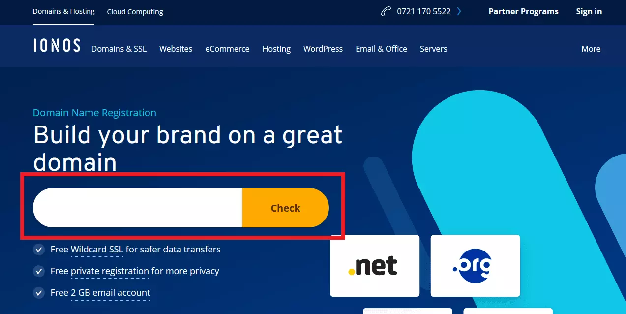 Domain search with the IONOS domain finder 