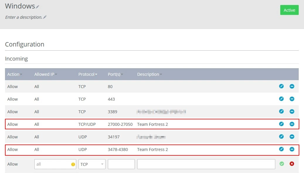 IONOS account: Forward ports