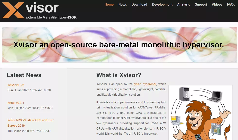 Screenshot of the Xvisor website