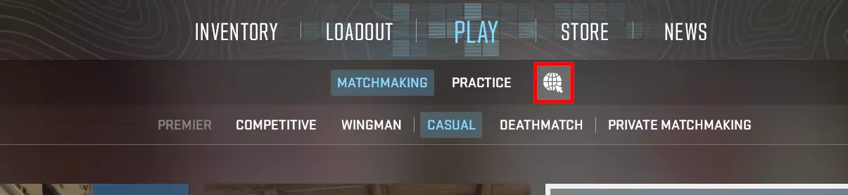 Counter Strike 2: “Play” menu