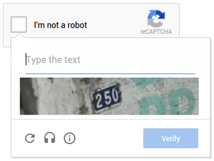 An image-based reCAPTCHA, based on Google Street View