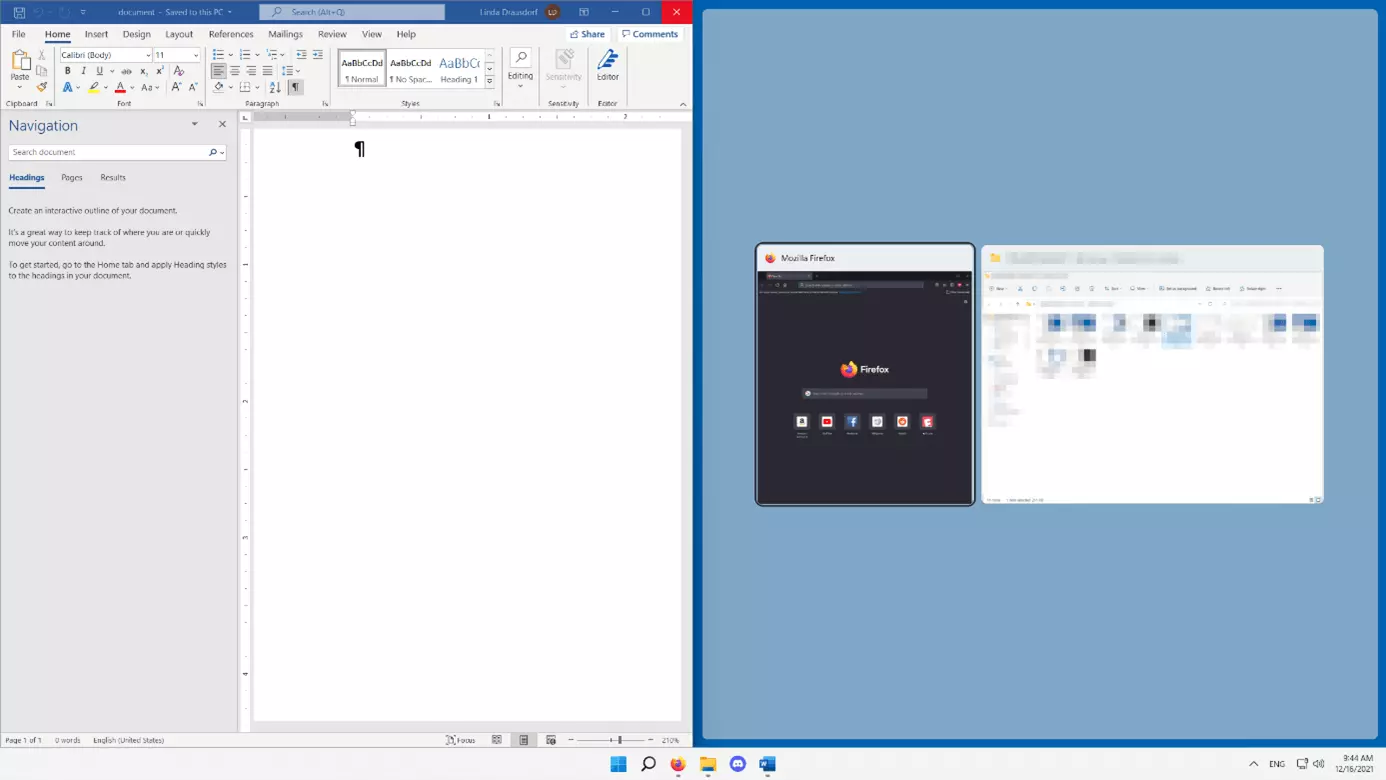 Windows 11 split screen: preview with colored window border