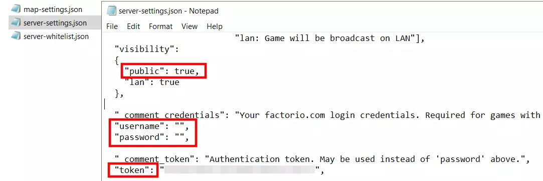 Factorio server: “server-settings.json” configuration file