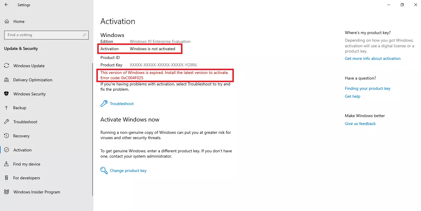 Windows 10: Activation information