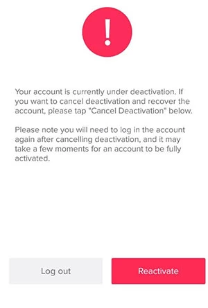 Reactivate TikTok account