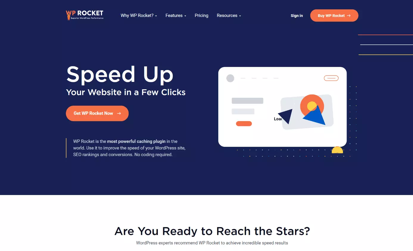 Website of premium WordPress plugins WP Rocket