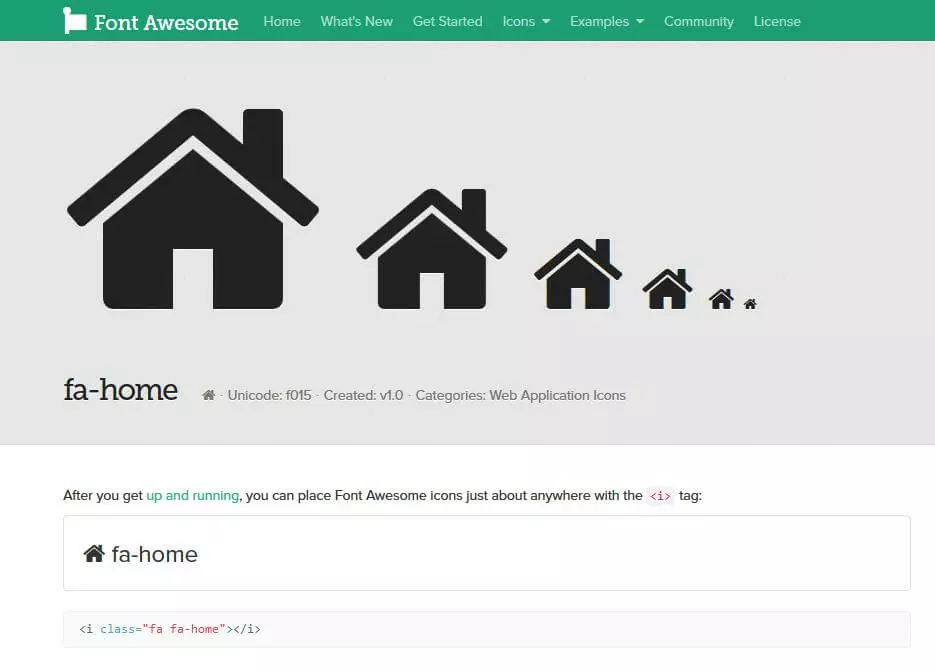 Detailed view of the fa-home icon