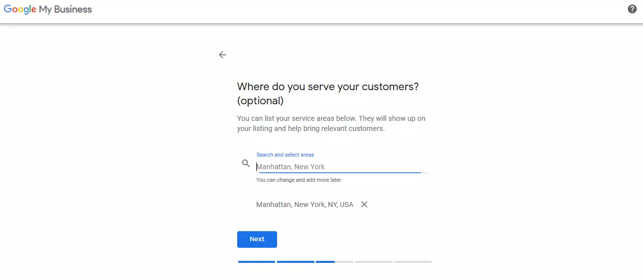 Google My Business: Location selection