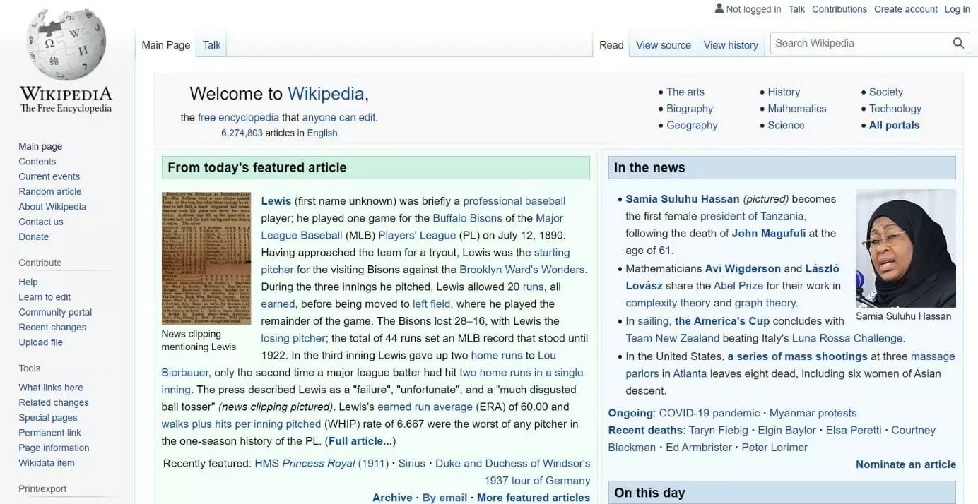 Wikipedia homepage