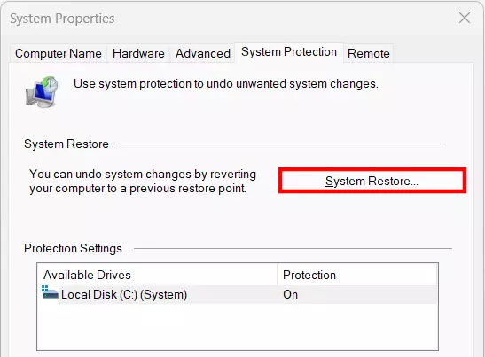 System Restore in Windows 11