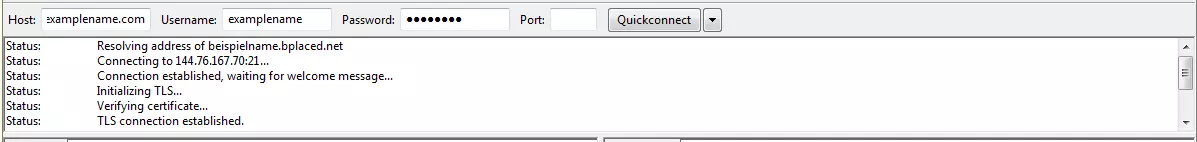 File history of FileZilla under the Quickconnect bar