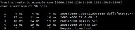 Traceroute output