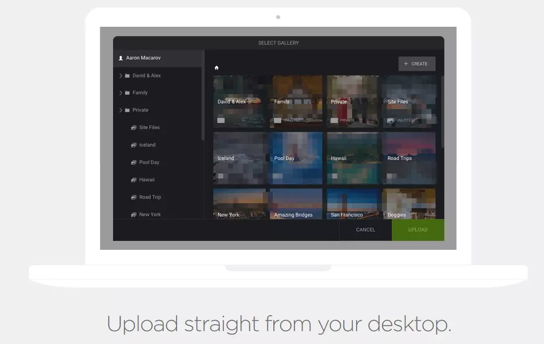 View of SmugMug user interface