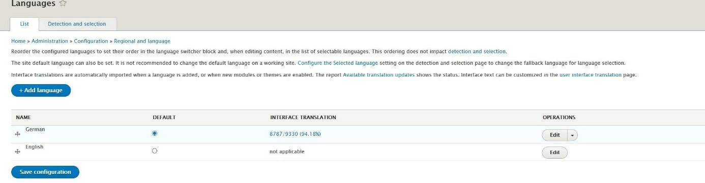 Drupal language selection