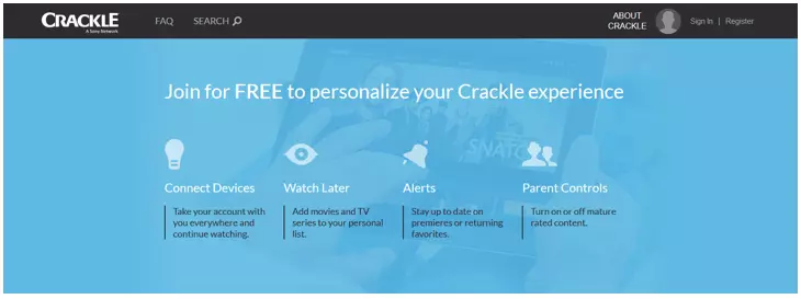 Screenshot from Crackle’s website