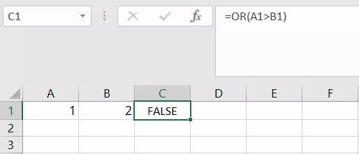 Excel OR function with a simple argument