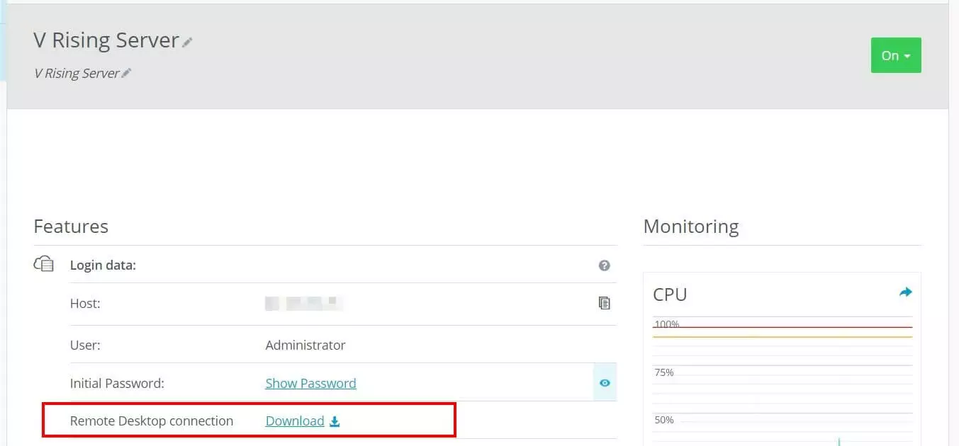 Remote desktop connection: Setup via IONOS Cloud Panel