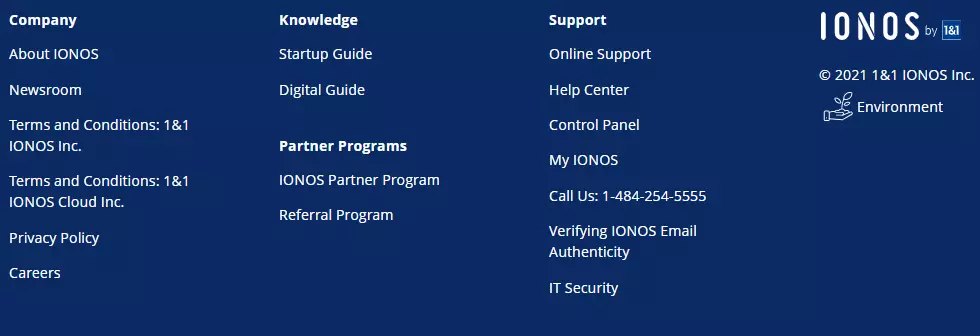 Example with links to key feature pages (left-hand side) and other categories