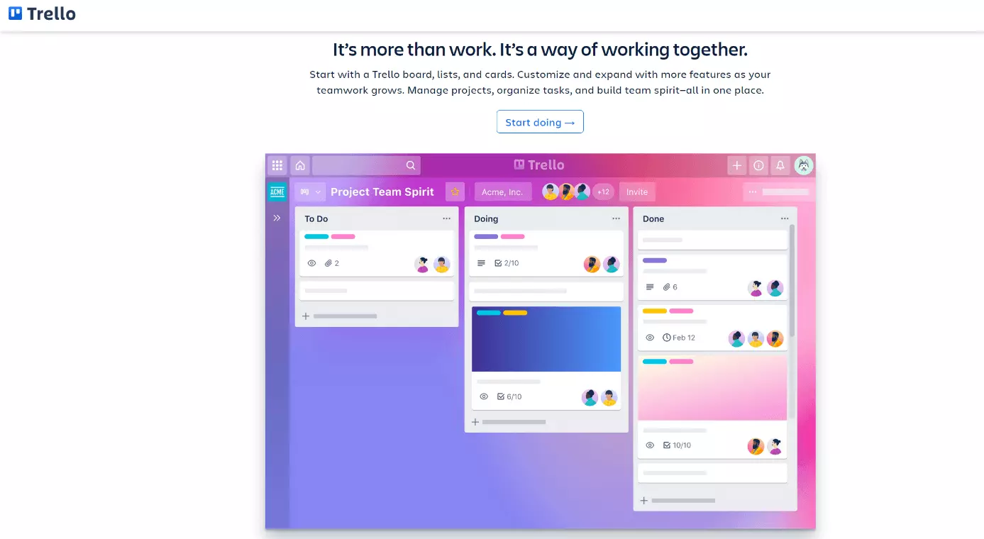 Screenshot of Trello website