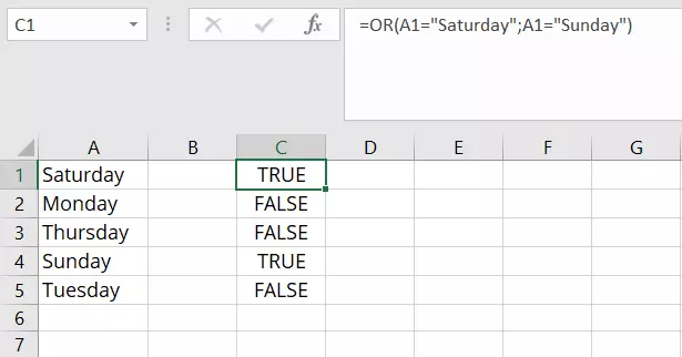 Excel OR function with multiple conditions in the form of text