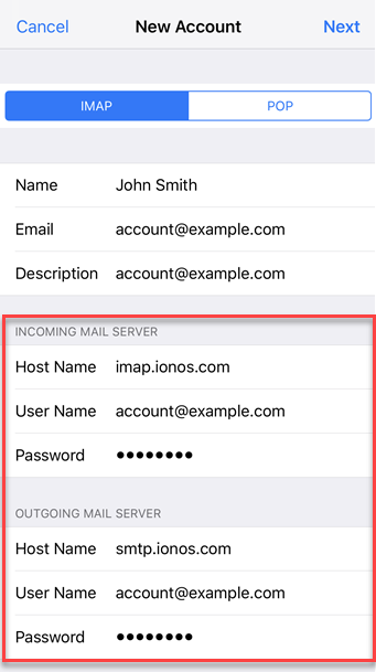 how to set up imap email on iphone